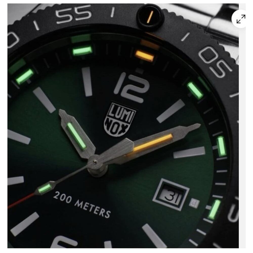 Rare Swiss Luminox XS.3137 Pacific Diver Green Dial Stainless Mens 44mm Watch - Picture 2 of 8
